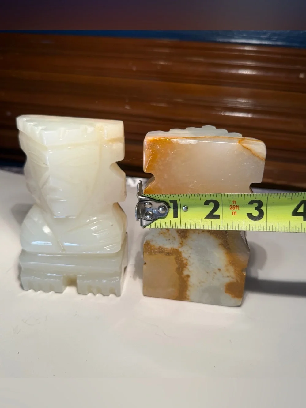 Vintage Tiki Aztec Mayan Sculptural Bookends Carved Onyx Stone Set of 2